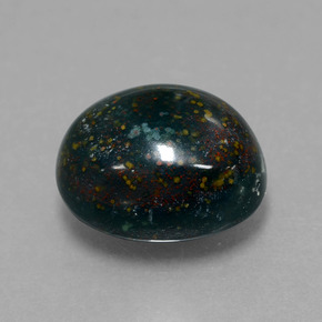 6.89カラットの天然斑点のある緑ブラッドストーン（12.5×10.5 mm・オーバルカット）