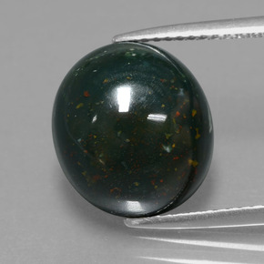 7.40カラットの天然斑点のある緑ブラッドストーン（12.7×11.5 mm・オーバルカット）