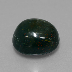 7.40カラットの天然斑点のある緑ブラッドストーン（12.7×11.5 mm・オーバルカット）