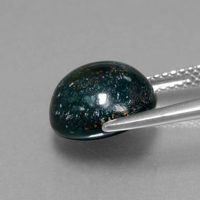 4.95カラットの天然斑点のある緑ブラッドストーン、ラウンドカット、オペーク