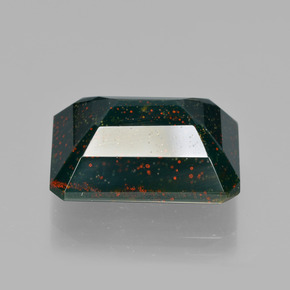 9.73カラットの天然斑点のある緑ブラッドストーン（15.6×11.3 mm・エメラルドカット）