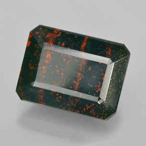 9.25カラットの天然グリーンの斑点ブラッドストーン、エメラルドカット、オペーク