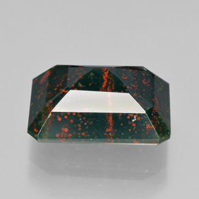 9.25カラットの天然グリーンの斑点ブラッドストーン、エメラルドカット、オペーク