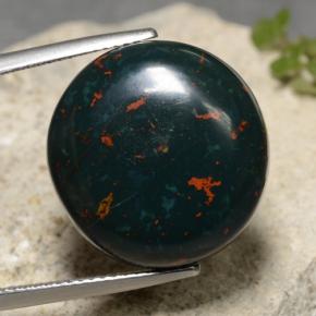 19.71カラットの天然グリーンブラッドストーン（18.4×17.8 mm・オーバルカット）
