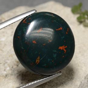 19.71カラットの天然グリーンブラッドストーン（18.4×17.8 mm・オーバルカット）