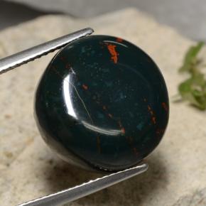 17.09カラットの天然ダークグリーンブラッドストーン、ラウンドカット、オペーク