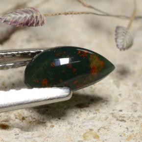 0.44カラットの天然グリーンブラッドストーン、洋梨の形、オペーク