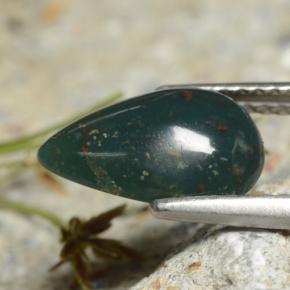1.92カラットの天然グリーンブラッドストーン（11.4×7.2 mm・洋梨の形）