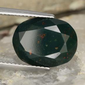 7.64カラットの天然斑点のある緑ブラッドストーン（14.4×11 mm・オーバルカット）