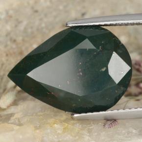 10.25カラットの天然斑点のある緑ブラッドストーン（18.8×13.1 mm・洋梨の形）