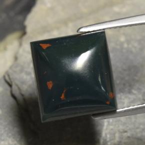 12.04カラットの天然斑点のある緑ブラッドストーン（12.7×12.1 mm・四角）