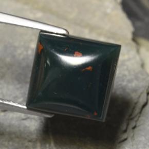 12.04カラットの天然斑点のある緑ブラッドストーン（12.7×12.1 mm・四角）
