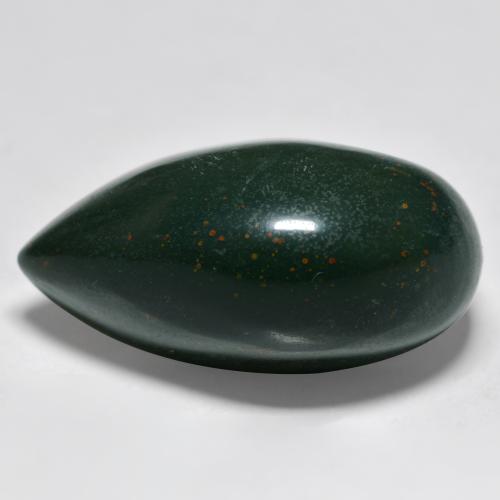 34.22カラットの天然マルチカラーグリーンブラッドストーン、洋梨の形、オペーク