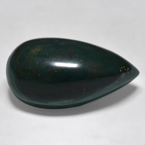 26.56カラットの天然マルチカラーグリーンブラッドストーン、洋梨の形、オペーク