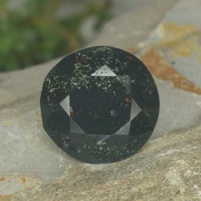 5.05カラットの天然斑点のある緑ブラッドストーン、ラウンドカット、オペーク