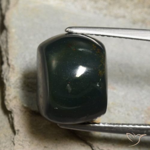 13.06ct 天然 ディープグリーン ブラッドストーン, クッション, オペーク