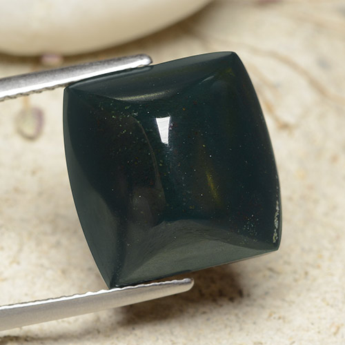 13.96カラットの天然マルチカラーグリーンブラッドストーン、クッションカット、オペーク