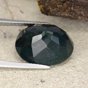 9.75カラットの天然マルチカラーグリーンブラッドストーン、オーバルカット、オペーク