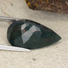 9.55カラットの天然フォレストグリーンブラッドストーン、洋梨の形、オペーク