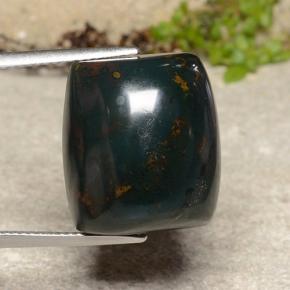 28.22カラットの天然グリーンの斑点ブラッドストーン、ファンシーシェイプ、オペーク