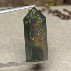 14.34カラットの天然マルチカラーブラッドストーン（22.2×9.6 mm・ファンシーシェイプ）