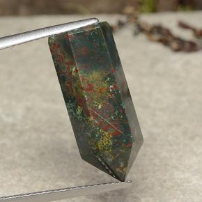 14.34カラットの天然マルチカラーブラッドストーン（22.2×9.6 mm・ファンシーシェイプ）