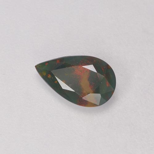 0.40カラットの天然斑点のある緑ブラッドストーン（7.7×4.7 mm・洋梨の形）