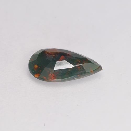 0.40カラットの天然斑点のある緑ブラッドストーン（7.7×4.7 mm・洋梨の形）