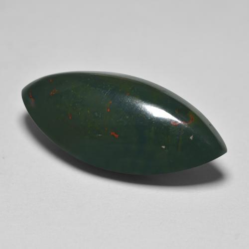 12.74カラットの天然マルチカラーグリーンブラッドストーン（24.6×10.3 mm・マーキス）