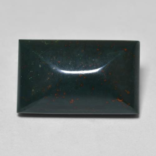 9.16カラットの天然ダークグリーンブラッドストーン（16.4×10.1 mm・バゲット）