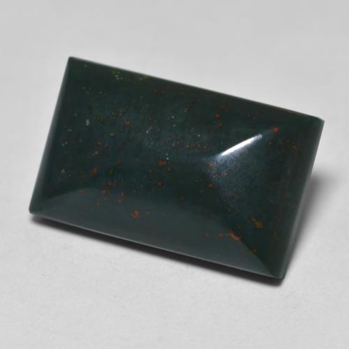 9.16カラットの天然ダークグリーンブラッドストーン（16.4×10.1 mm・バゲット）