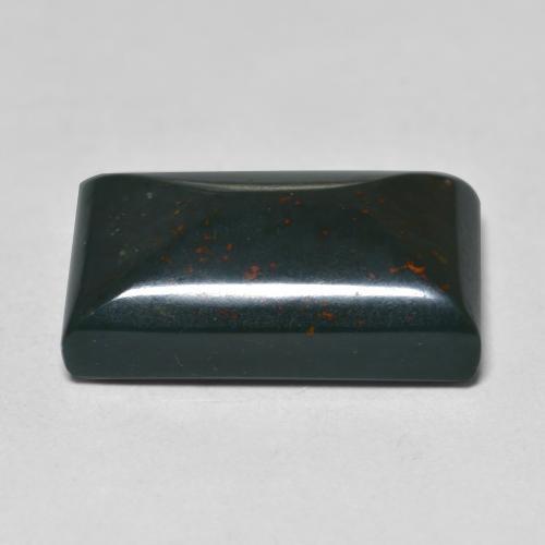 9.16カラットの天然ダークグリーンブラッドストーン（16.4×10.1 mm・バゲット）