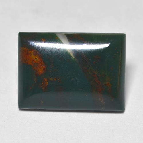 7.25カラットの天然ダークグリーンブラッドストーン（15.7×11.4 mm・バゲット）