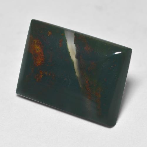 7.25カラットの天然ダークグリーンブラッドストーン（15.7×11.4 mm・バゲット）