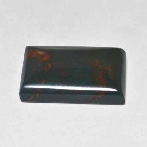 7.25カラットの天然ダークグリーンブラッドストーン（15.7×11.4 mm・バゲット）