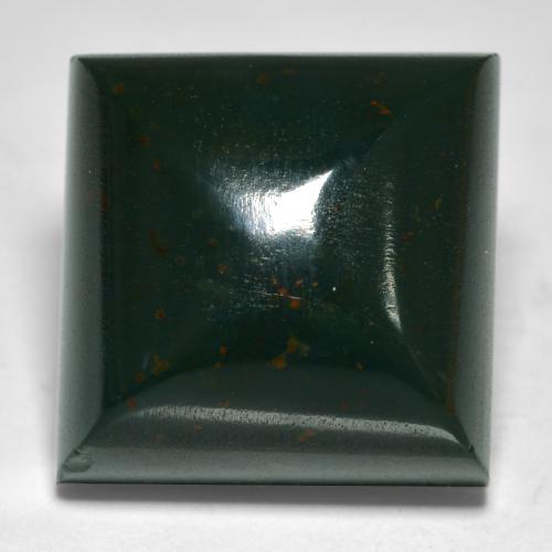 19.49カラットの天然ディープグリーンブラッドストーン（15×15 mm・四角）
