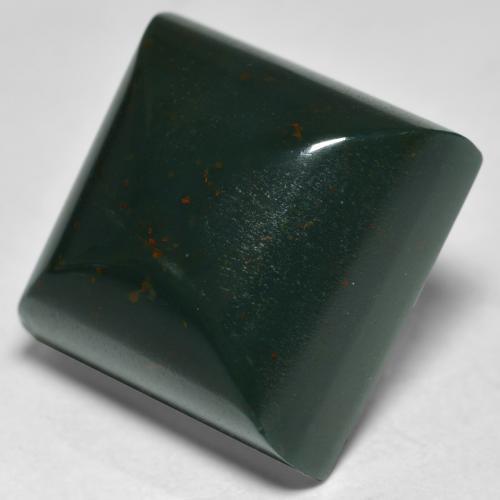 19.49カラットの天然ディープグリーンブラッドストーン（15×15 mm・四角）