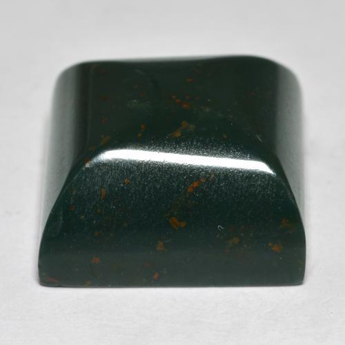 19.49カラットの天然ディープグリーンブラッドストーン（15×15 mm・四角）
