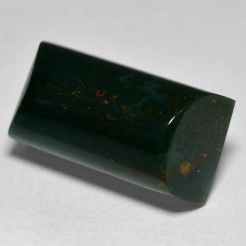 15.25カラットの天然ダークグリーンブラッドストーン（18.4×9.6 mm・バゲット）