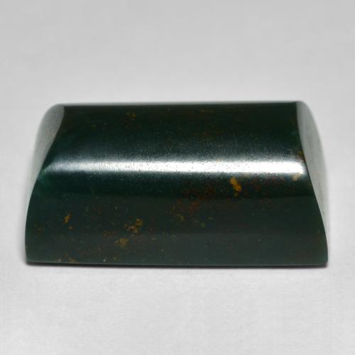 15.25カラットの天然ダークグリーンブラッドストーン（18.4×9.6 mm・バゲット）