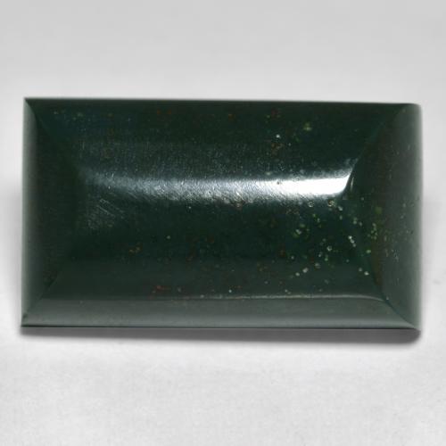 14.66カラットの天然ダークグリーンブラッドストーン（19.2×11.1 mm・バゲット）