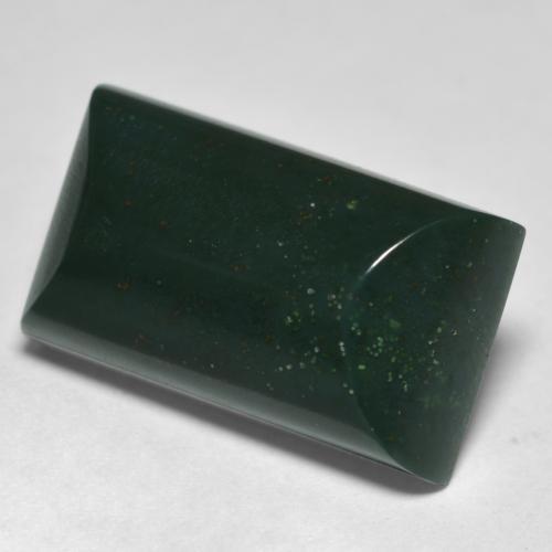 14.66カラットの天然ダークグリーンブラッドストーン（19.2×11.1 mm・バゲット）