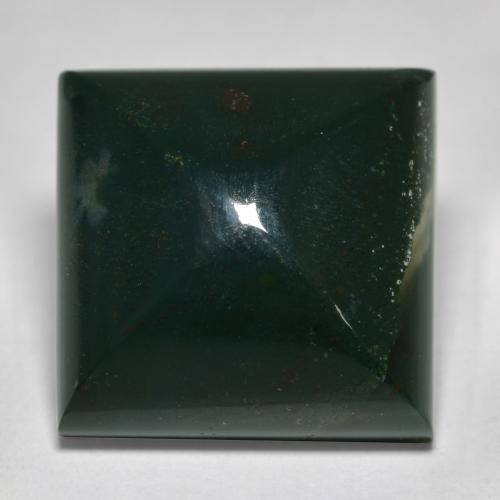 12.60カラットの天然フォレストグリーンブラッドストーン（14×14 mm・四角）
