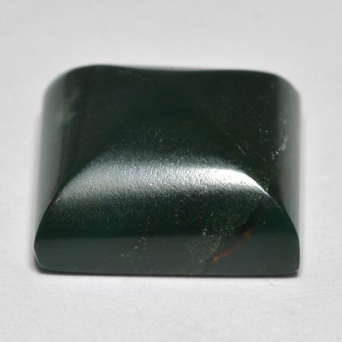 12.60カラットの天然フォレストグリーンブラッドストーン（14×14 mm・四角）