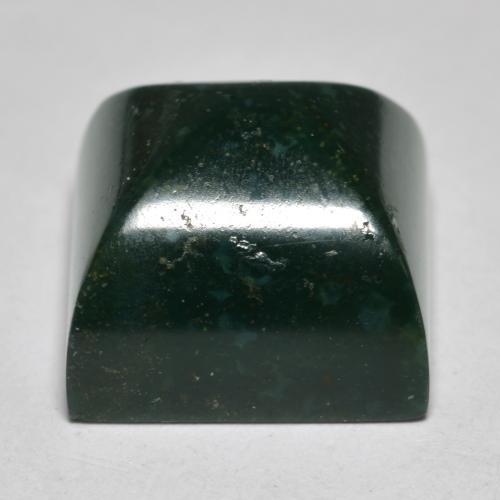 14.70カラットの天然フォレストグリーンブラッドストーン（12.9×13 mm・四角）