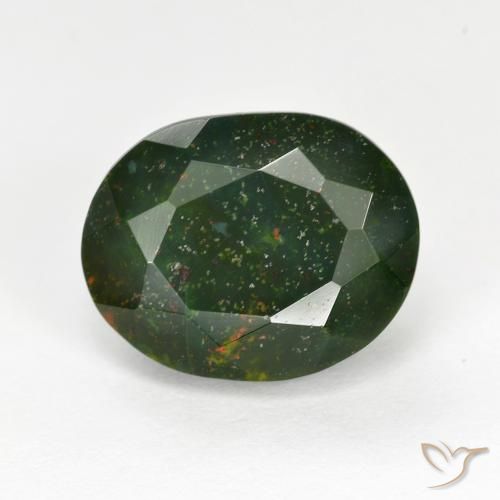 6.95ct 天然 フォレストグリーン ブラッドストーン, 楕円形, オペーク