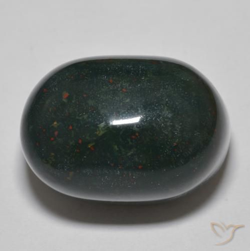 37.19ct 天然 ミディアムダークグリーン ブラッドストーン, 楕円形, オペーク