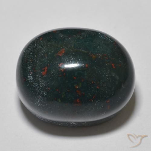 26.03ct 天然 ミディアムダークグリーン ブラッドストーン, 楕円形, オペーク