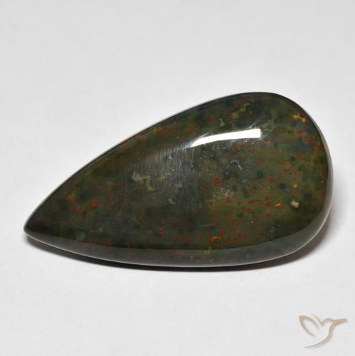 21.91ct 天然 緑と赤 ブラッドストーン, 洋梨の形, オペーク