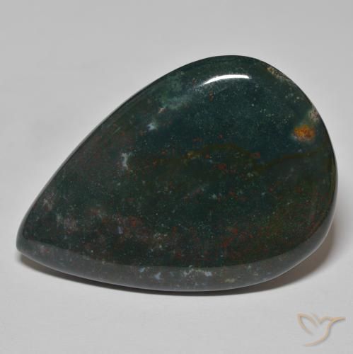 67.25ct 天然 フォレストグリーン ブラッドストーン, 洋梨の形, オペーク